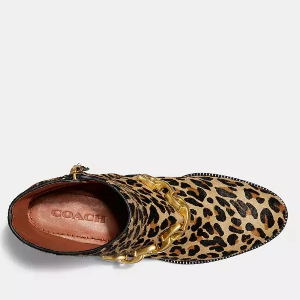Coach Allen Signature chain leopard print BOOT size 10 new